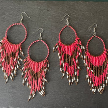Load image into Gallery viewer, Makena handmade beaded boho tribal hoop dangle earrings