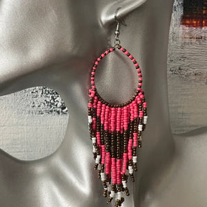 Makena handmade beaded boho tribal hoop dangle earrings