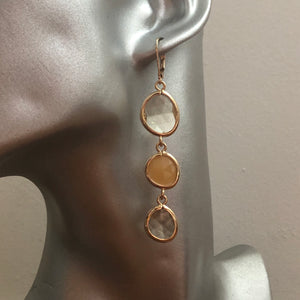 Inzia crystal dangle earrings in grey and yellow