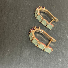 Load image into Gallery viewer, Ela Green &amp; Purple Zircon Oblong Hoop Earrings