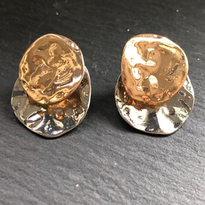 Tyra hammered textured gold silver stud drop earrings