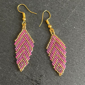 Eni Handmade Beaded Leaf Earrings