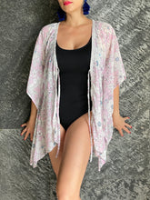 Load image into Gallery viewer, Luana blush floral kaftan with crystal trim petite womens beachwear resort wear beach kaftan in a mommy and me matching set