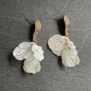 Isis floral petals dangle earring with texture gold pins