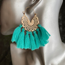 Load image into Gallery viewer, Deja Crescent Tassel Earrings