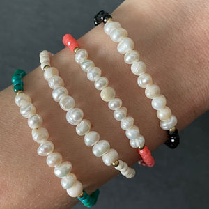Suniva handmade gemstone and crystal natural pearl bracelets
