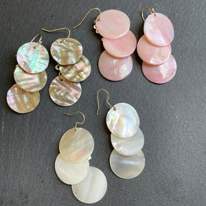 Iolani mother of pearl tiered dangle earrings
