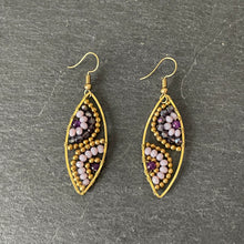 Load image into Gallery viewer, Hansa handmade purple crystal and brass beads earrings