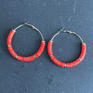 Zora Handmade Beaded Clay Hoop Earrings