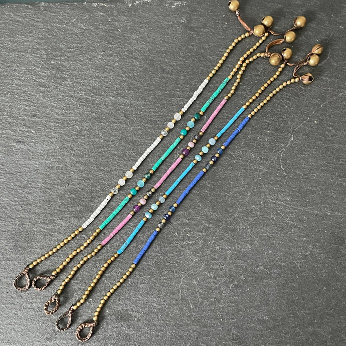 Lalita Afghan stone and crystal and brass beads bracelet