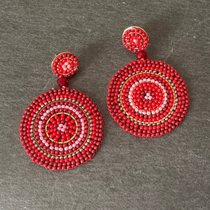 Lyana Handmade Beaded Earrings in Red