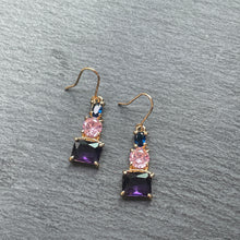 Load image into Gallery viewer, Analisa Blue and Purple Zircon Dangle Earrings