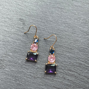Analisa Blue and Purple Zircon Dangle Earrings