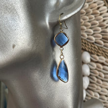 Load image into Gallery viewer, Carlotta Blue Double Zircon Dangle Earrings