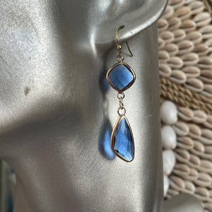 Carlotta Blue Double Zircon Dangle Earrings