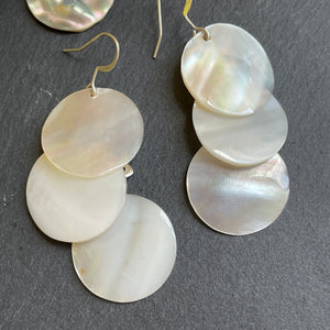 Iolani mother of pearl tiered dangle earrings in pearl