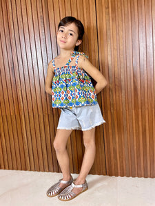 Rory Girls Ikat Cotton Top