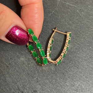 Zadie Green Zircon Oblong Hoop Earrings