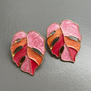Carmel Monstera Leaf Earrings