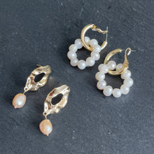 Load image into Gallery viewer, Cara Maxi Freshwater Pearl Cluster Hoop Earrings