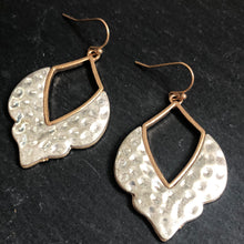 Load image into Gallery viewer, Inayat ethnic-inspired hammered metal earrings in silver and gold