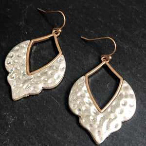 Inayat ethnic-inspired hammered metal earrings in silver and gold