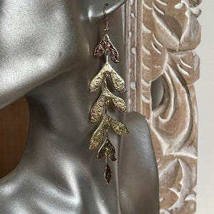 Calypso Textured Gold Leaf Dangle Earrings