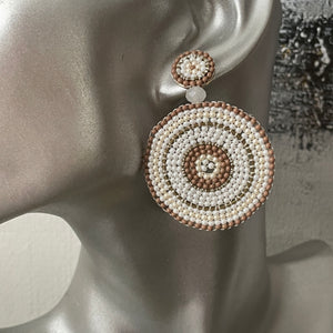 Lyana Handmade Beaded Earrings in Nude