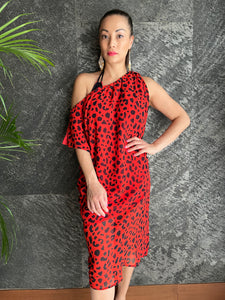 Khani Kaftan Dress in Red Leopard