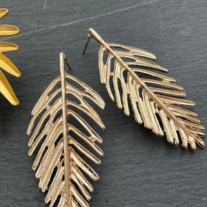Kona Gold Palm Leaf Dangle Earrings