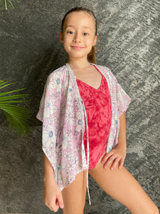 Luana blush floral kaftan with crystal trim kids beachwear resort wear beach kaftan in a mommy and me matching set
