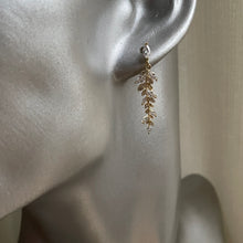 Load image into Gallery viewer, Aurora rhinestone crystal leaf dangle gold elegant earrings