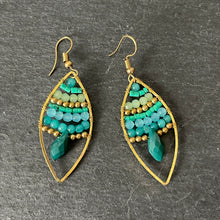 Load image into Gallery viewer, Lawana handmade green crystal and natural stone earrings