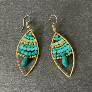 Lawana handmade green crystal and natural stone earrings