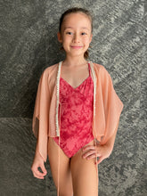Load image into Gallery viewer, Ula pale orange textured chiffon pearl beaded trim kids beachwear resort wear beach kaftan in a matching mommy and me set