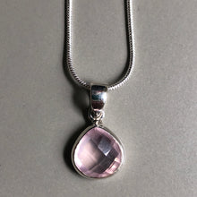 Load image into Gallery viewer, Myra rose quartz pendant sterling silver chain necklace