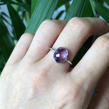 Load image into Gallery viewer, Round purple amethyst ring on sterling silver