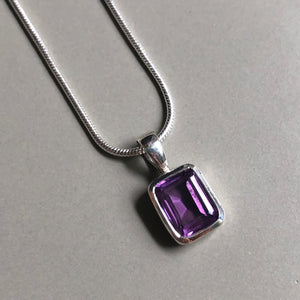Rani amethyst gemstone pendant sterling silver necklace