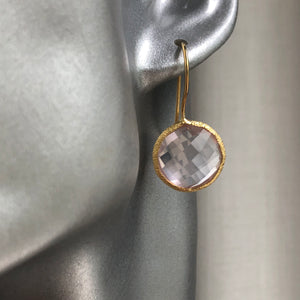 Pasha gold plated rose quartz gemstone earrings