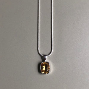 Yellow citrine pendant on sterling silver with sterling silver chain
