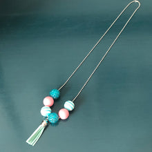 Load image into Gallery viewer, Demelza kids beaded tassel necklace in pink and blue