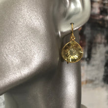 Load image into Gallery viewer, Orion gold plated gemstone dangle earrings in lemon quartz