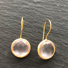 Load image into Gallery viewer, Pasha gold plated rose quartz gemstone earrings
