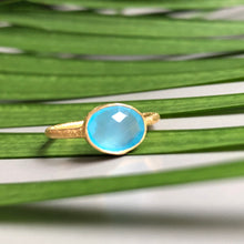 Load image into Gallery viewer, Nadira aqua chalcy gold plated ring