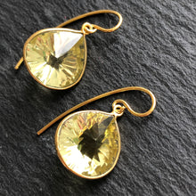 Load image into Gallery viewer, Orion gold plated gemstone dangle earrings in lemon quartz