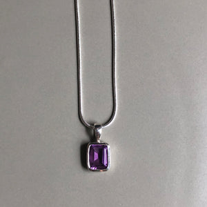 Rani amethyst gemstone pendant sterling silver necklace