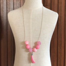 Load image into Gallery viewer, Demelza kids beaded tassel necklace in bubble gum