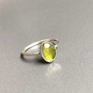 Green tourmaline ring on sterling silver