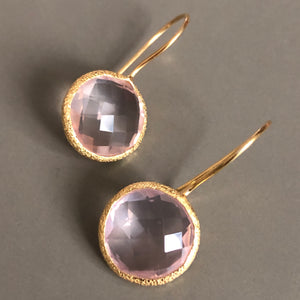 Pasha gold plated rose quartz gemstone earrings