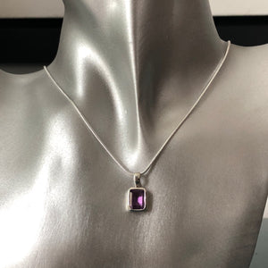 Rani amethyst gemstone pendant sterling silver necklace